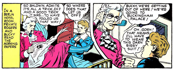 'Say, Cap, Buckingham Palace is in London, not Ber...eh, whatever.' Captain America's Weird Tales