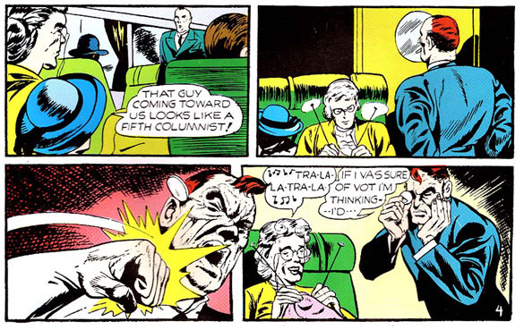 Thus is born the young J. Jonah Jameson's antipathy towards superheroes. Captain America's Weird Tales